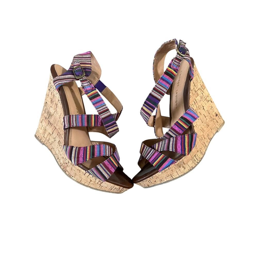 Chinese Laundry Z Marianne Multi-Colored Navajo Fabric Wedges Size 11